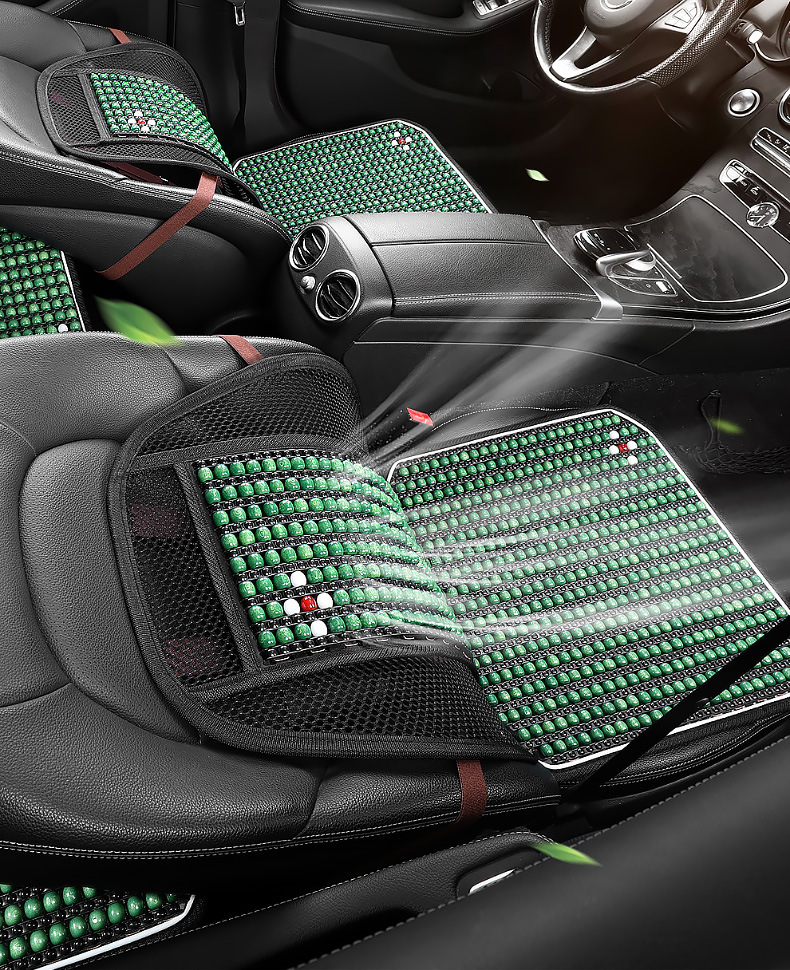 Summer Wooden Bead Headrest and Lumbar Cushion Square Cushion Multi-Piece Set Car Seat Cushion Single Piece Cooling Cushion Seat Cushion Rear Breathable Dropshipping