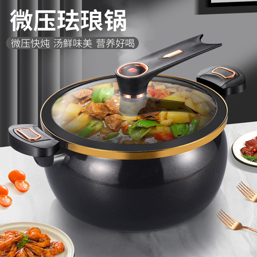Factory direct supply of new enamel pottery crystal pot micro-pressure soup pot household multi-functional large-capacity stew pot hot pot
