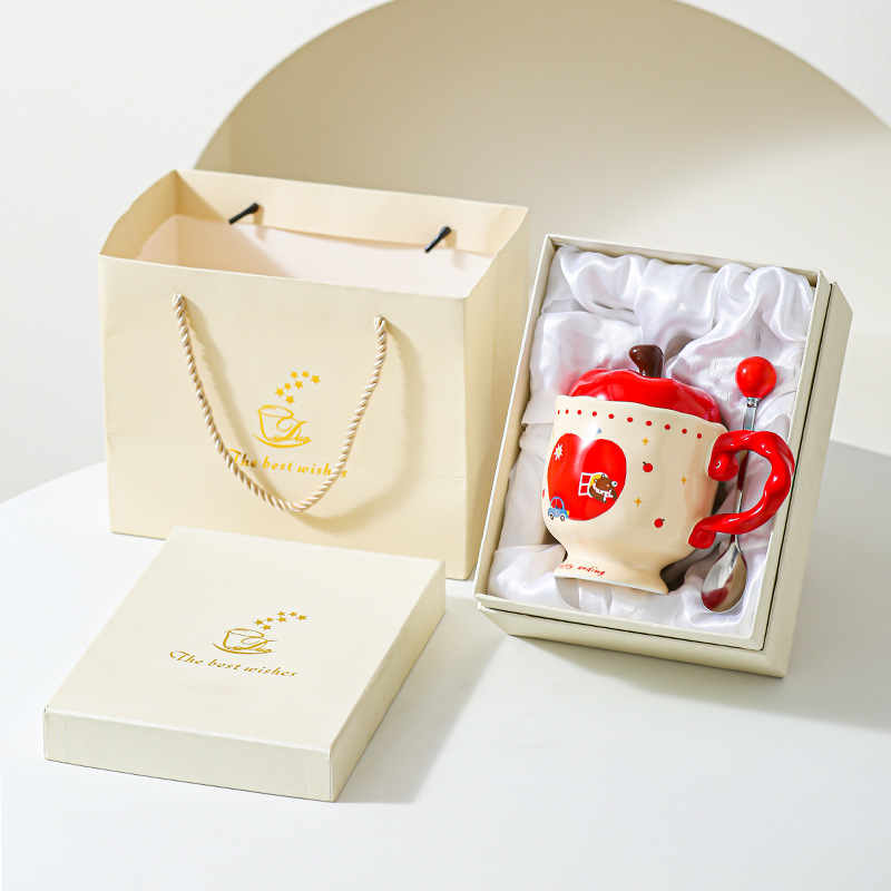 Taza de cerámica de manzana creativa, regalo de oficina, taza de café, taza de agua, taza de desayuno para parejas, regalo