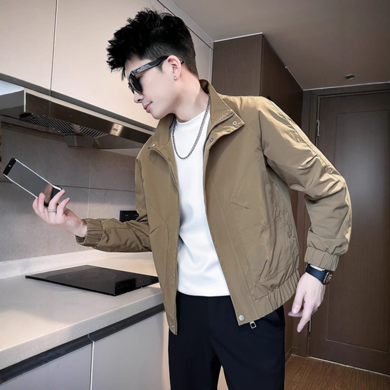 Men's Jacket 2025 New Stand Collar Stylish Men's Top High-End New Spring and Autumn Casual Work Jacket Stylish