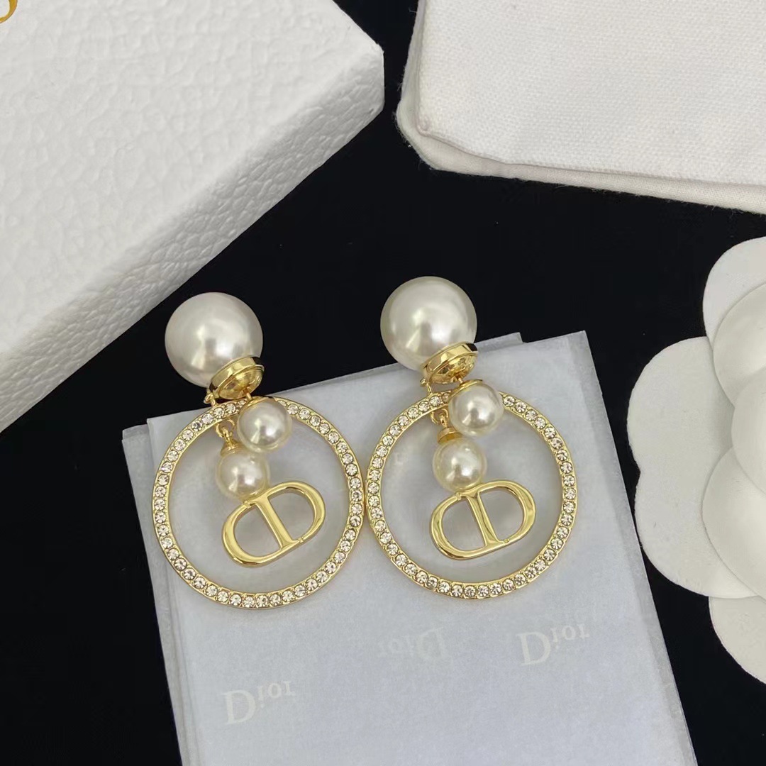 D Home/Di Home New Pearl Letter Earrings Classic Letter Earrings CD Diamond Earrings Jewelry Wholesale