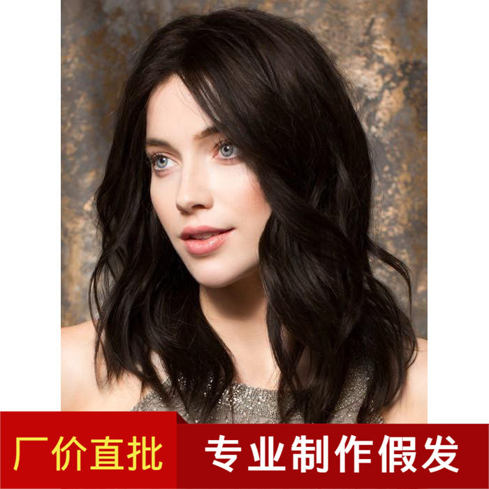 Peluca de comercio exterior de Amazon negro largo pelo rizado femenino gran ola transfronteriza europea y americana peluca en stock Rosa fabricante neto