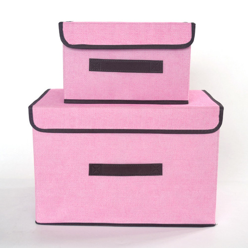 厂家直销时尚纺棉麻收纳盒两件套 折叠收纳盒两件套衣服收纳箱