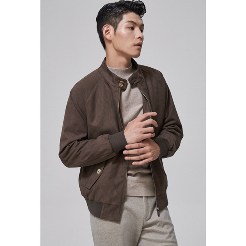 New Autumn and Winter Suede Short Jacket Hellington G9 Golf Standing Collar Tight Waist Fashionable Casual Jacket for Men