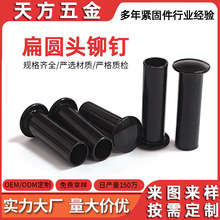 黑色冷墩扁圆头半空心铆钉 黑锌铁柳钉 平头中空钉半空心钉紧固件