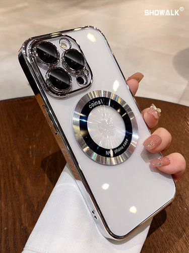 Suitable for Apple 15 magnetic phone case wireless charging transparent iphone 14 promax protective cover 13 silicone anti-fall