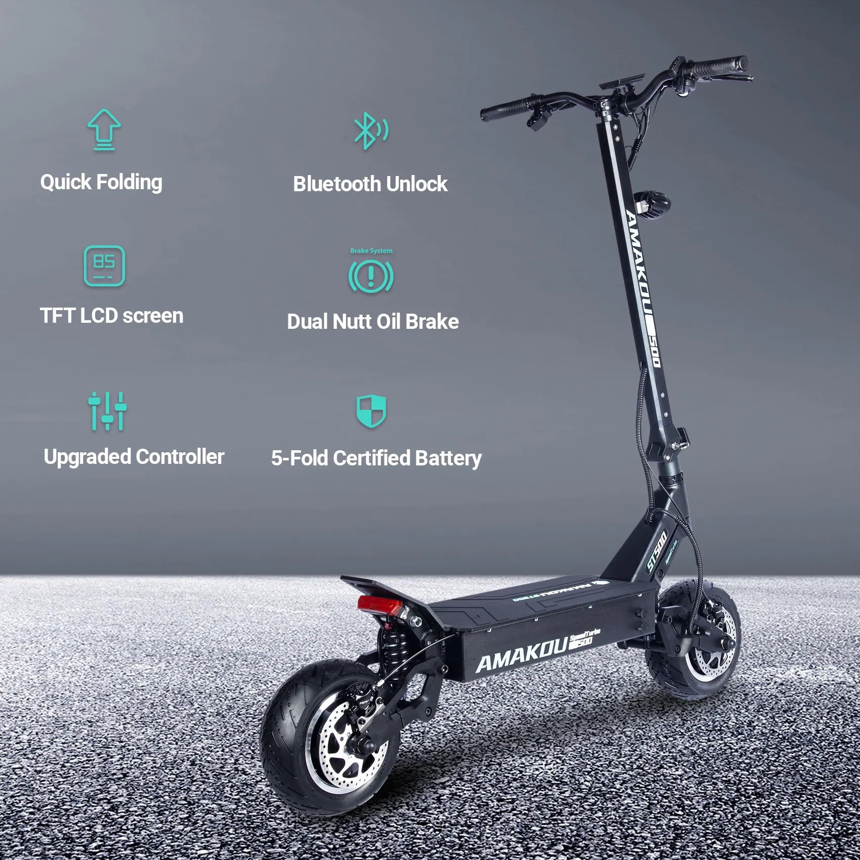 Retuol 11-Inch Two-Wheel Dual-Drive High-Speed Off-Road Electric Scooter Foldable Portable One-Piece Riding Accessory
