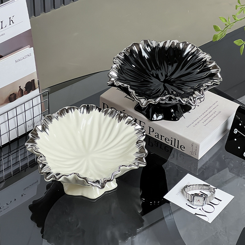 Ceramic High-End Fruit Plate for Living Room, Tea House, Household Use, Dried Fruit Plate, 2026 New Model, Light Luxury Candy Plate, Snack Plate