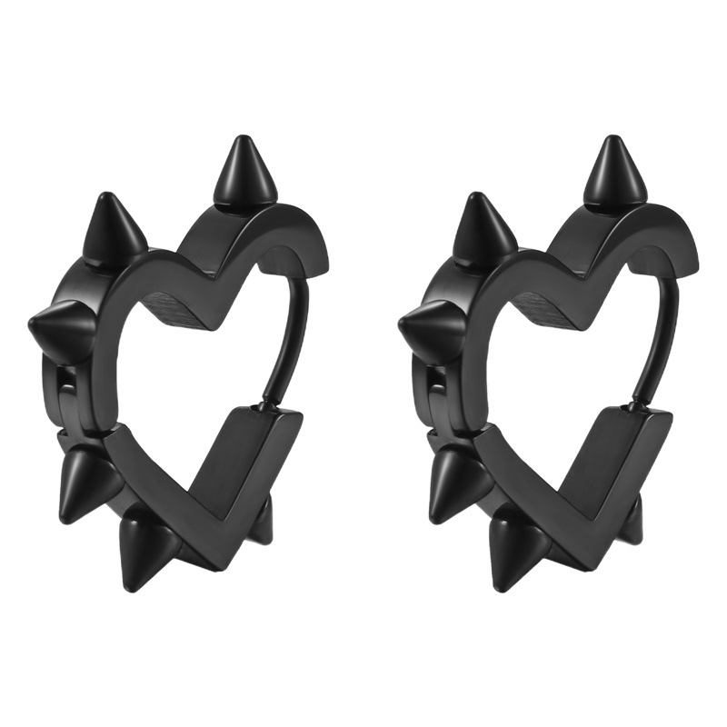 Cross-Border de moda de acero de titanio melocotón corazón puntiagudo cono oreja hebilla hip hop estilo hombres y mujeres mismo de acero inoxidable geométricos pendientes de forma especial pendientes