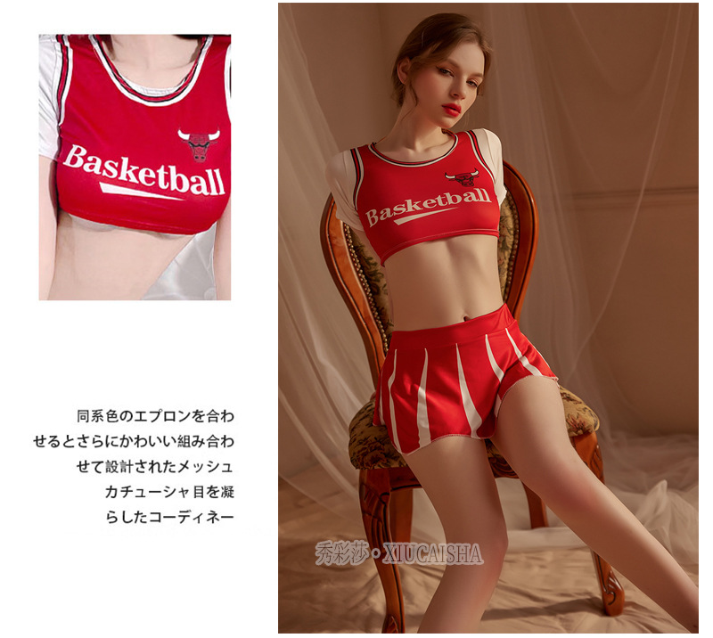 Cheerleader Roleplay Costume Set with Top, Mini Skirt and Thong — detail image 3