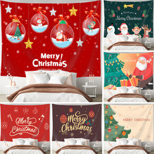 跨境圣诞节短毛绒挂毯节日家居装饰布置网红直播背景客厅墙面挂毯
