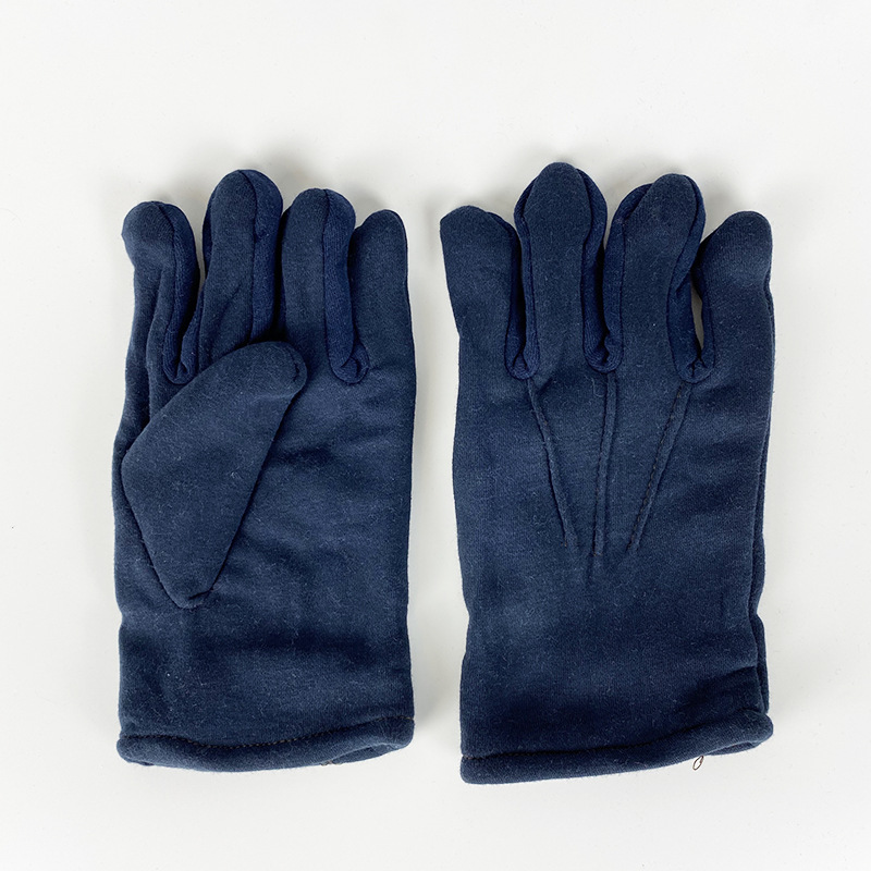 针织布加厚劳保手套 隔热耐磨工地手套电焊保暖三线双层绒布手套