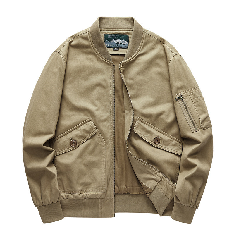 Flight jacket men's washed cotton jacket baseball collar casual jacket coat pilot coat men 7022