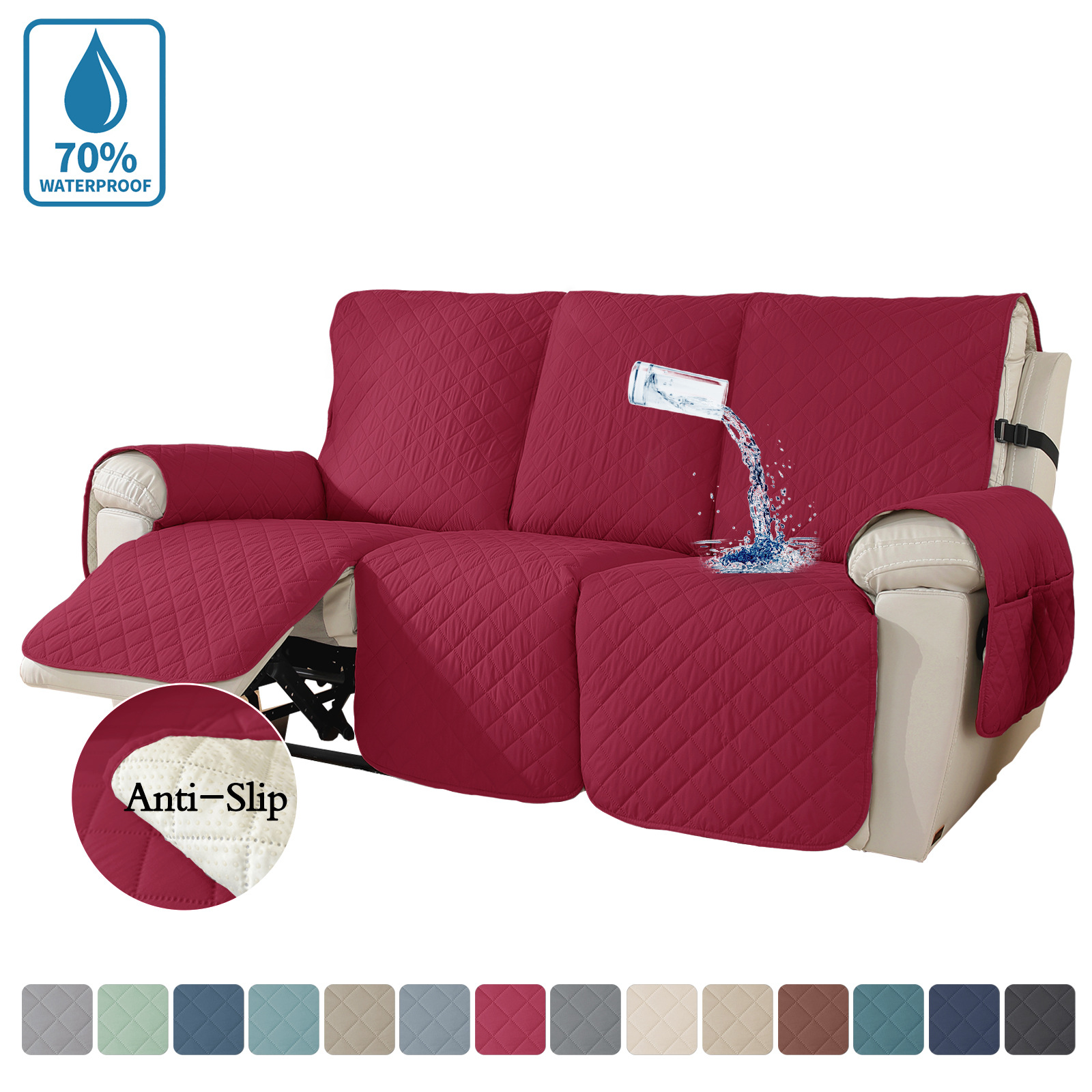 Foreign trade new large plaid waterproof sofa towel recliner sofa cover pet cushion full cover with non-slip cushion protective cover