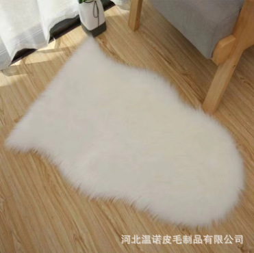 フェイクウールカーペット リビングルーム 白 ロングファー 子供用マット ベッドサイドマット 寝室 ファーマット ホームフロアマット バルコニー