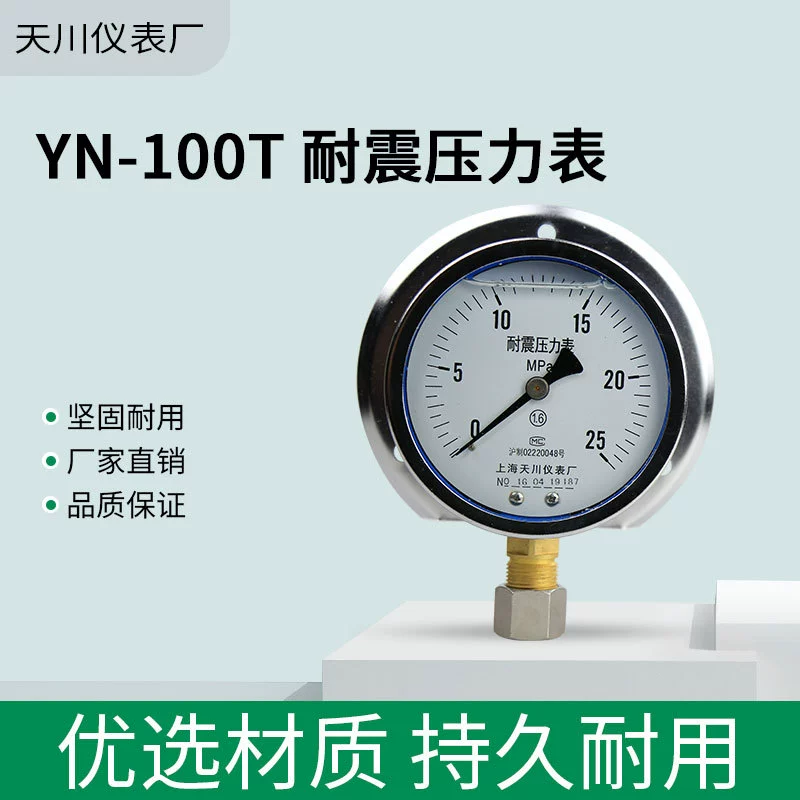 YN-100T Сейсмический радиальный пояс Задний морской сейсмический манометр 1 МПа M20 * 1,5 манометр STCIF