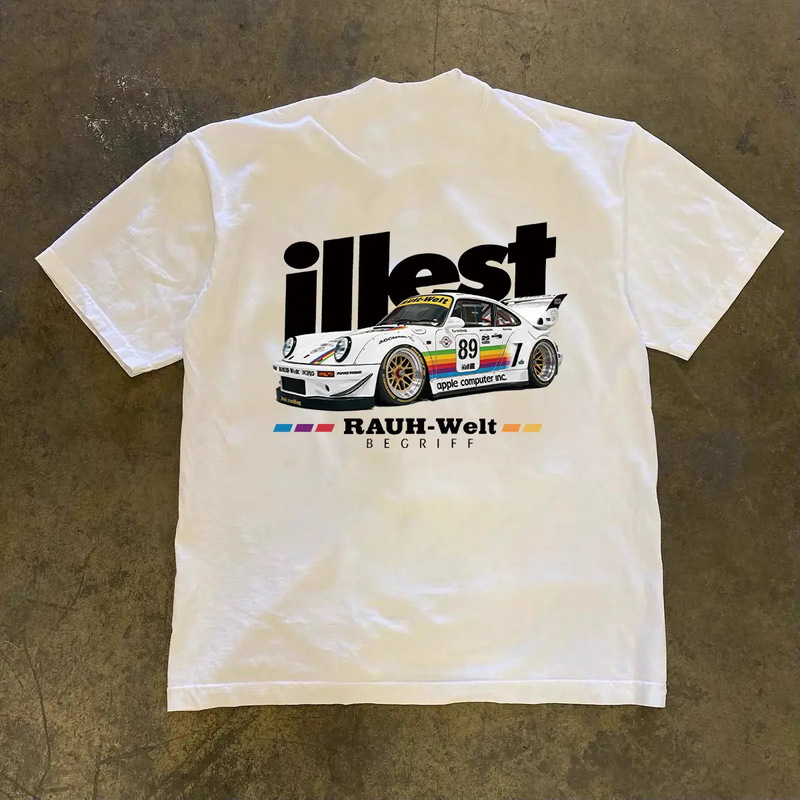 No. 89 Racing Classic RWB Porsche Widebody Apple Paint Racing Print T-Shirt Heavyweight Pure Cotton Short Sleeve Top