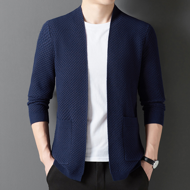Otoño 2023 nuevo punto cardigan abrigo suéter hombres casual exterior superior juventud cardigan