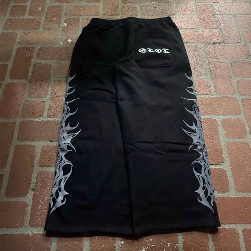 Elastic waistband elasticated pants with print patterns, casual long pants, high street hip-hop rap streetwear Y2K