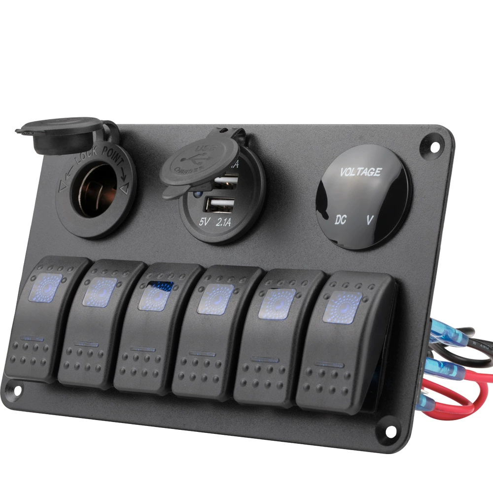 Комбинированный переключатель панели модификации автомобильной яхты 6-позиционная панель в сочетании с держателем прикуривателя USB