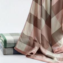 纱布格浴巾批发 纯棉32股不掉毛礼品成人大浴巾吸水全棉logo定制