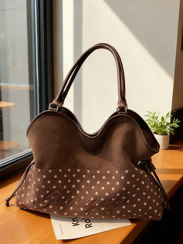 Shoulder Bag, South Korea Style One-Shoulder Drawstring, Demi-Season, Spacious