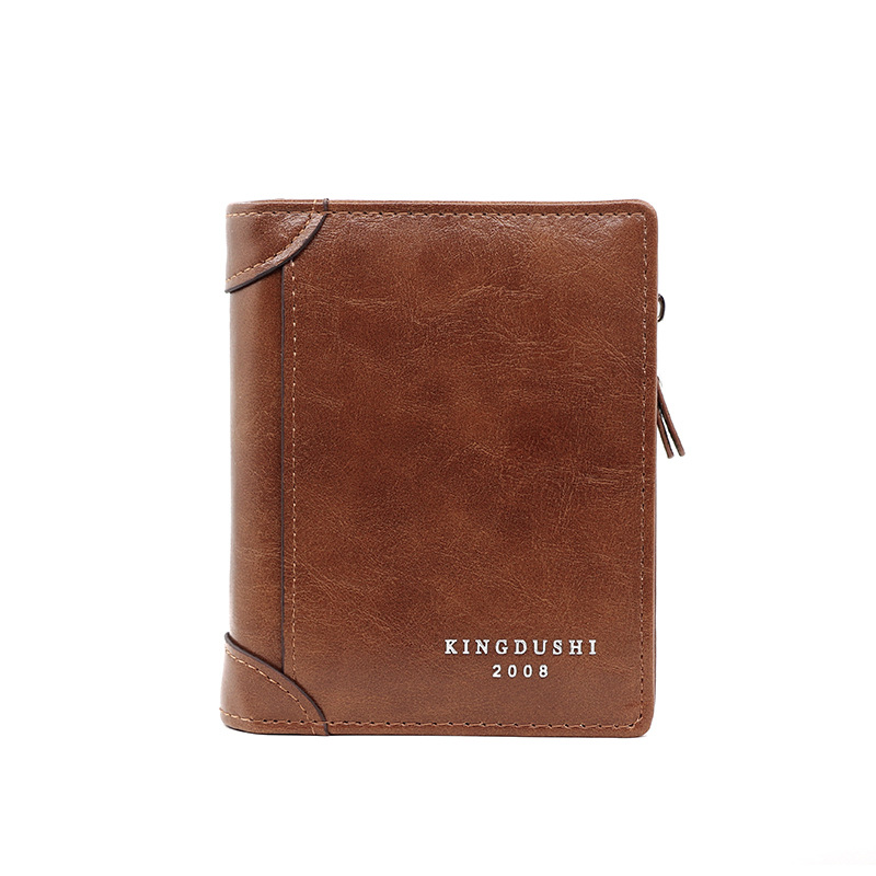 Cartera corta multi-tarjeta de moda de los hombres de negocios coreanos mini monedero vertical de plata monedero con cremallera billetera clave