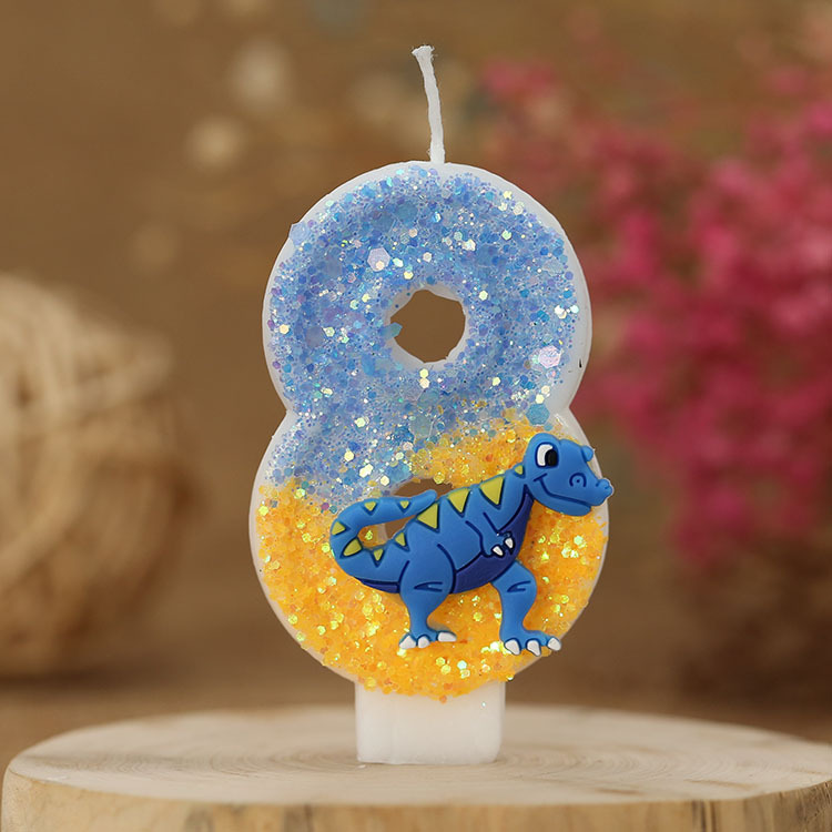 Vela de cumpleaños de niño Decoración de Pastel vela digital forma de dinosaurio anime artesanía vela para comercio electrónico transfronterizo