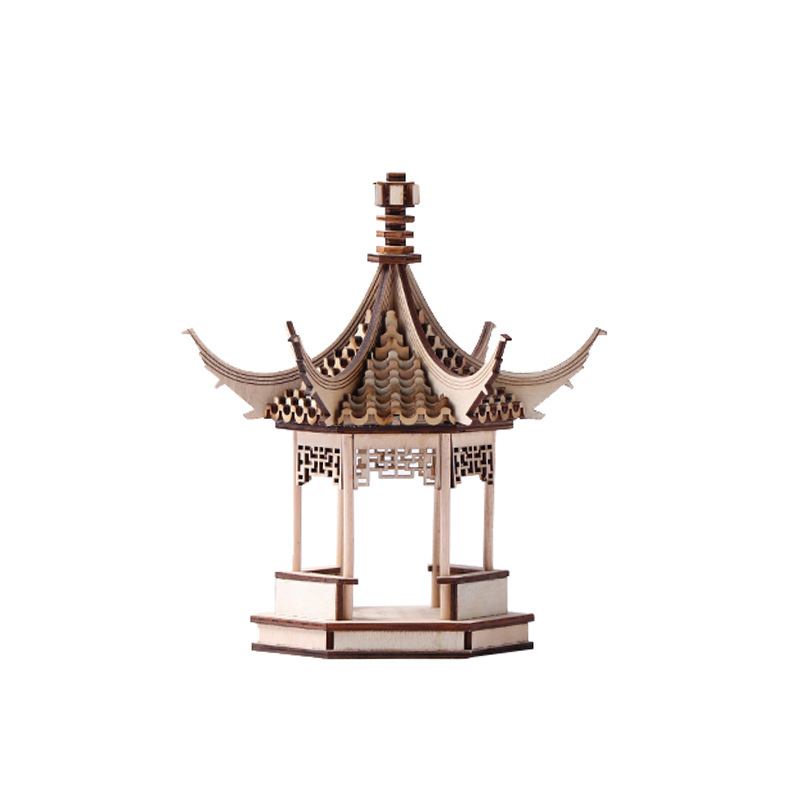 New Chinese-Style Song Dynasty Wooden Pavilion Model for Sales Office Display
