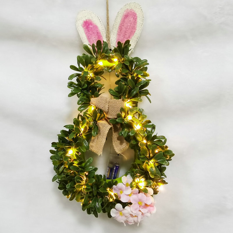 仿真圣诞花环复活节草兔复活节摆件复活节圣诞节礼品装饰挂件批发