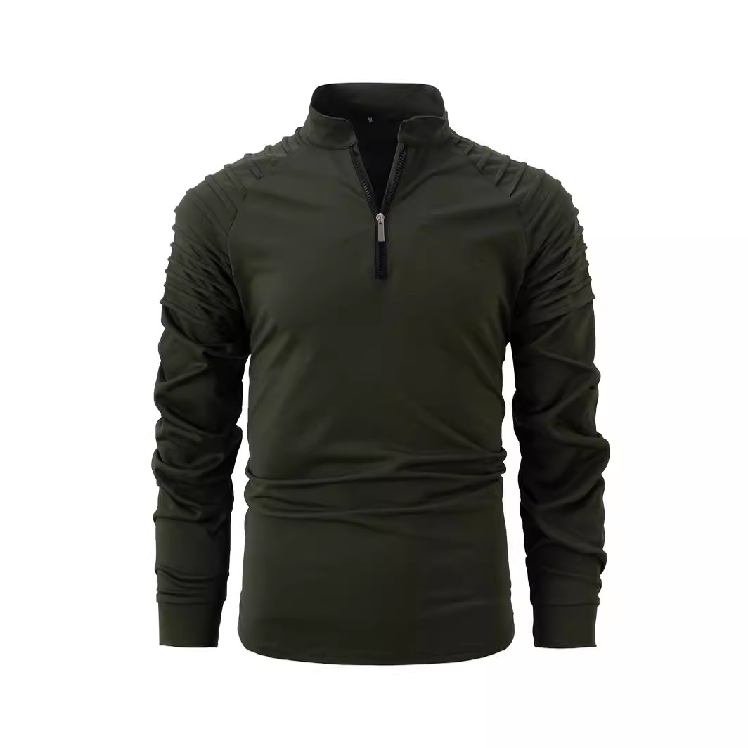 Monochrome Man- Spring And Autumn New Discounted Patchwork Casual Sports Zipper Long Sleeve Shirt For Men_voghion.com