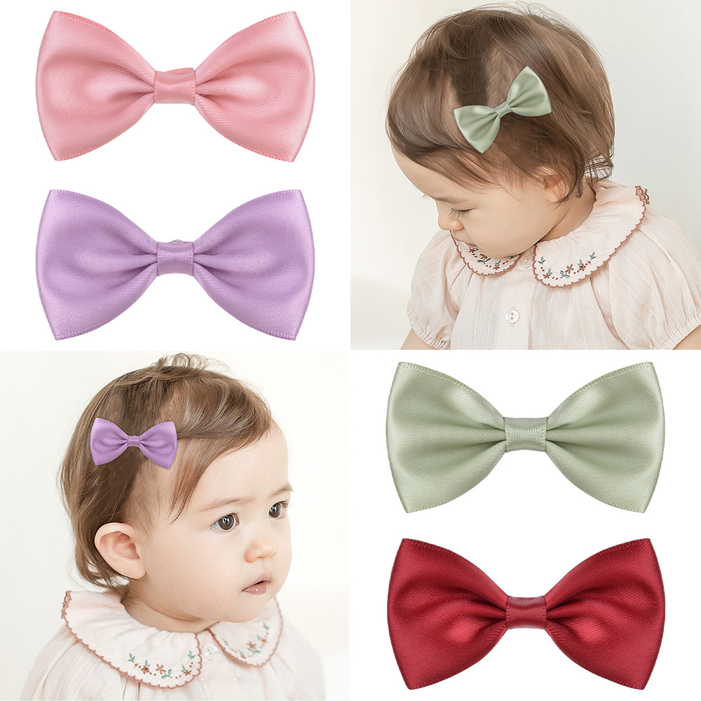 Cute Satin Bow Hairpin Simple Children's Hair Accessories display picture 2