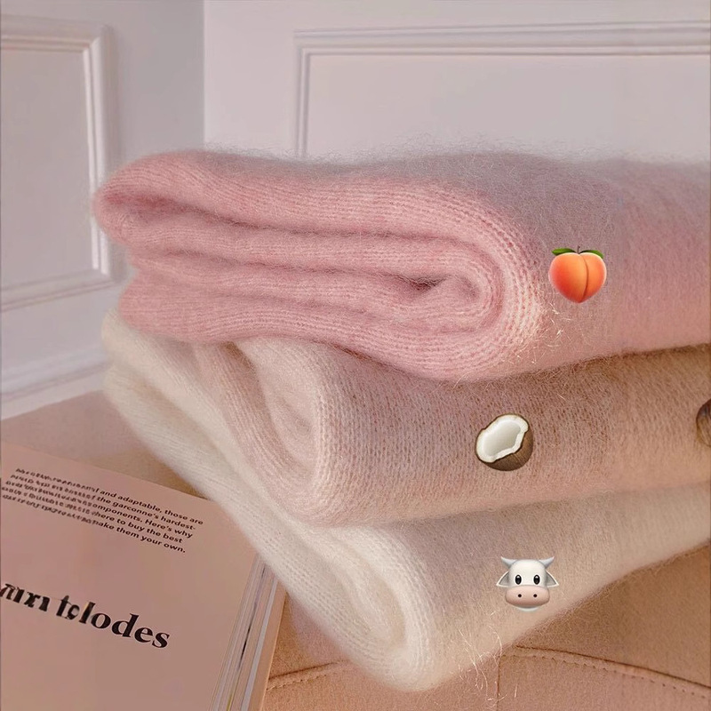 Gentle Japanese style mohair sweater women's autumn and winter first love pink sweet soft glutinous temperament Chanel style knitted top Gentle Japanese style mohair sweater women's autumn and winter first love pink sweet soft glutinous temperament Chanel style knitted top