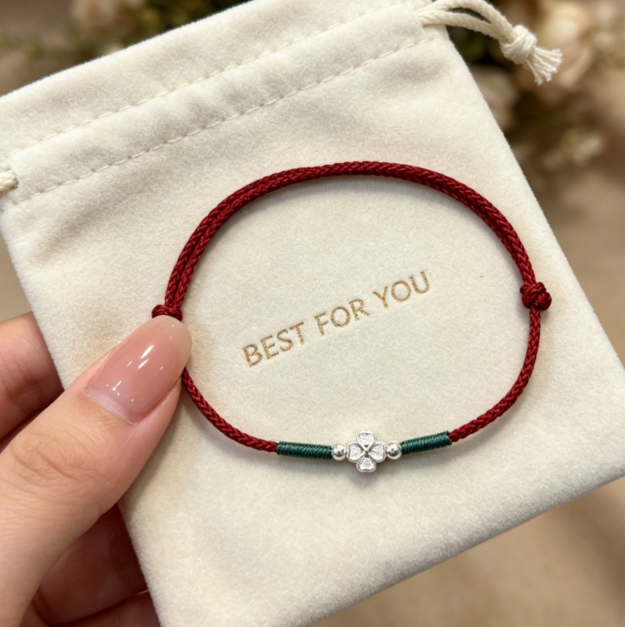 Ethnic woven universal red rope bracelet
