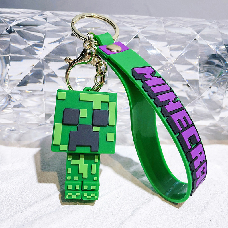 ゲームマインクラフトソフトプラスチックキーホルダーペンダントキーチェーン車のペンダント漫画人形 pvc ビルディングブロック人形|undefined