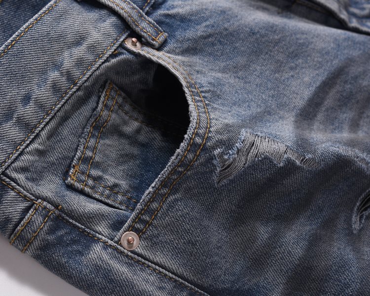 Men's Slim Fit Distressed Skinny Jeans With Ripped Patch Details_voghion.com