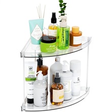 跨境新品2层收纳架亚克力浴室柜台面浴室转角透明三角置物架批发