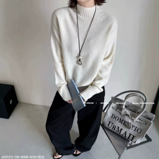新款羊毛打底衫粗针全毛经典款宽松套头毛衣女秋冬季百搭现货直发
