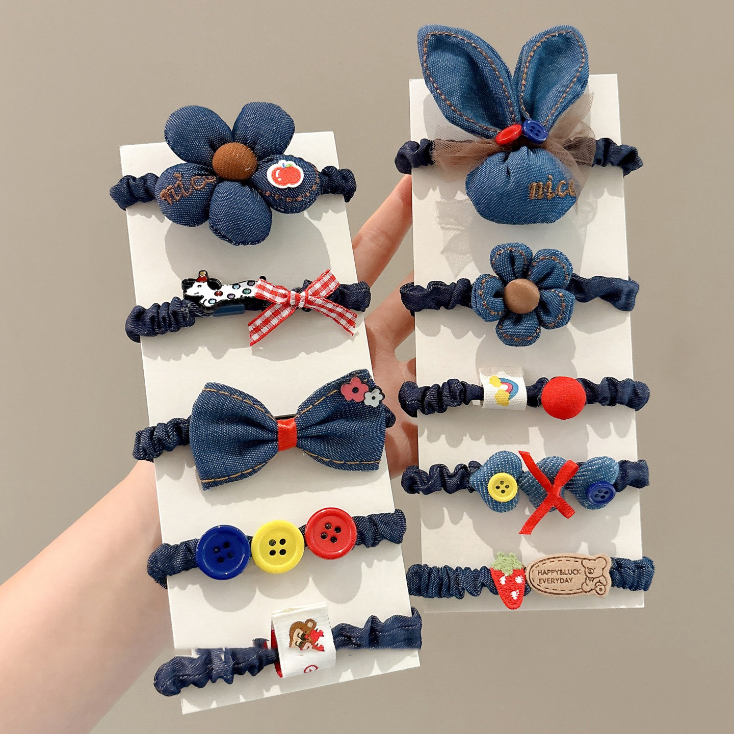 Tejido de vaquero no daña cabello cuerda de cabello niñas lindos anillo de cabello joyas de cabello de cola de caballo