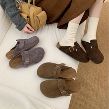 全真皮包头拖~鞋面+中底~全真皮轻盈软底内增高百搭慵懒风勃肯鞋