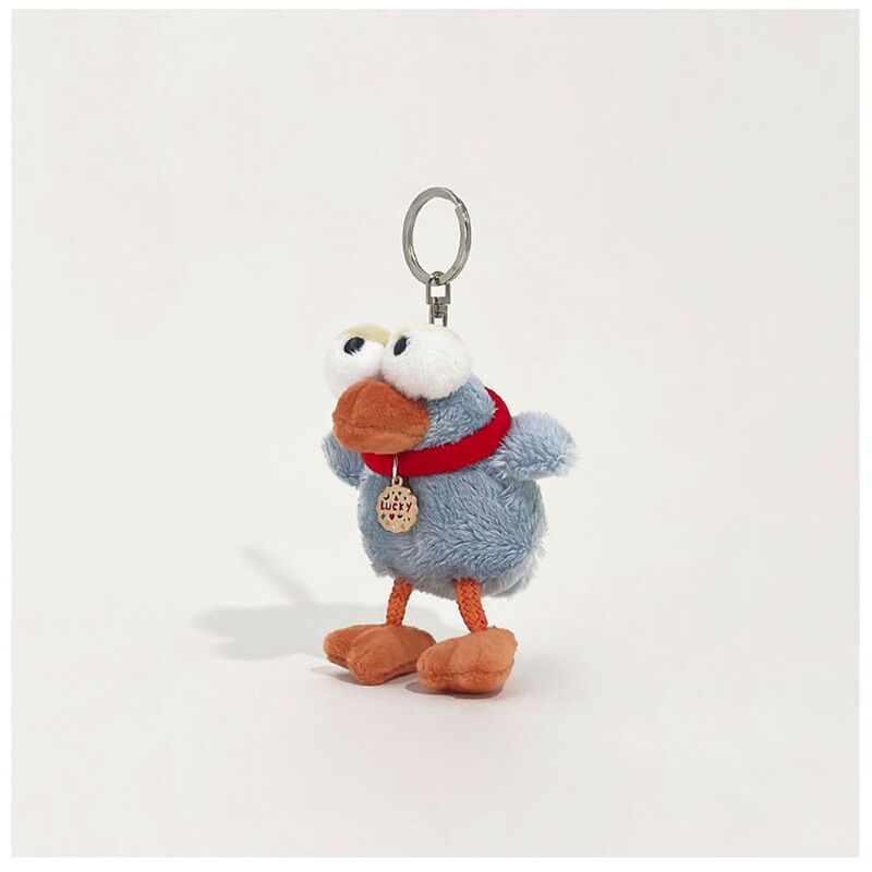 Not Too Smart, Funny, Cute, Big-Eyed Bird Plush Bag Pendant, Interesting Niche Protruding-Eyed Duck and Seagull Keychain