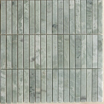 Green Strip-Shaped Mosaic Olive Green Marble Tiles for Guesthouse Hotel Bathroom Decoration Background Wall Tiles
