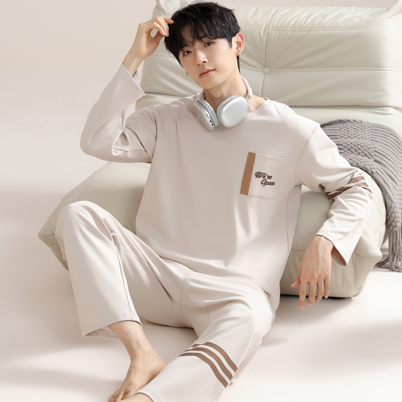 Men's Pajamas Pure Cotton Spring and Autumn Long Sleeve Comfortable Sports Youth Casual Outwear plus size Home Clothes suit Winter