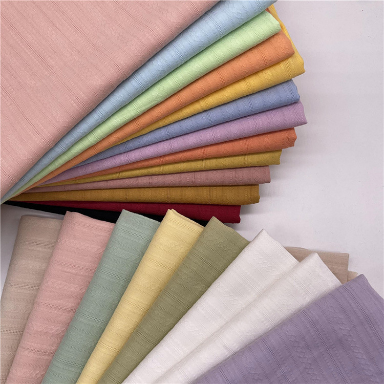 Nuevo diseño textil de rayas 100% algodón jacquard tela de mujer