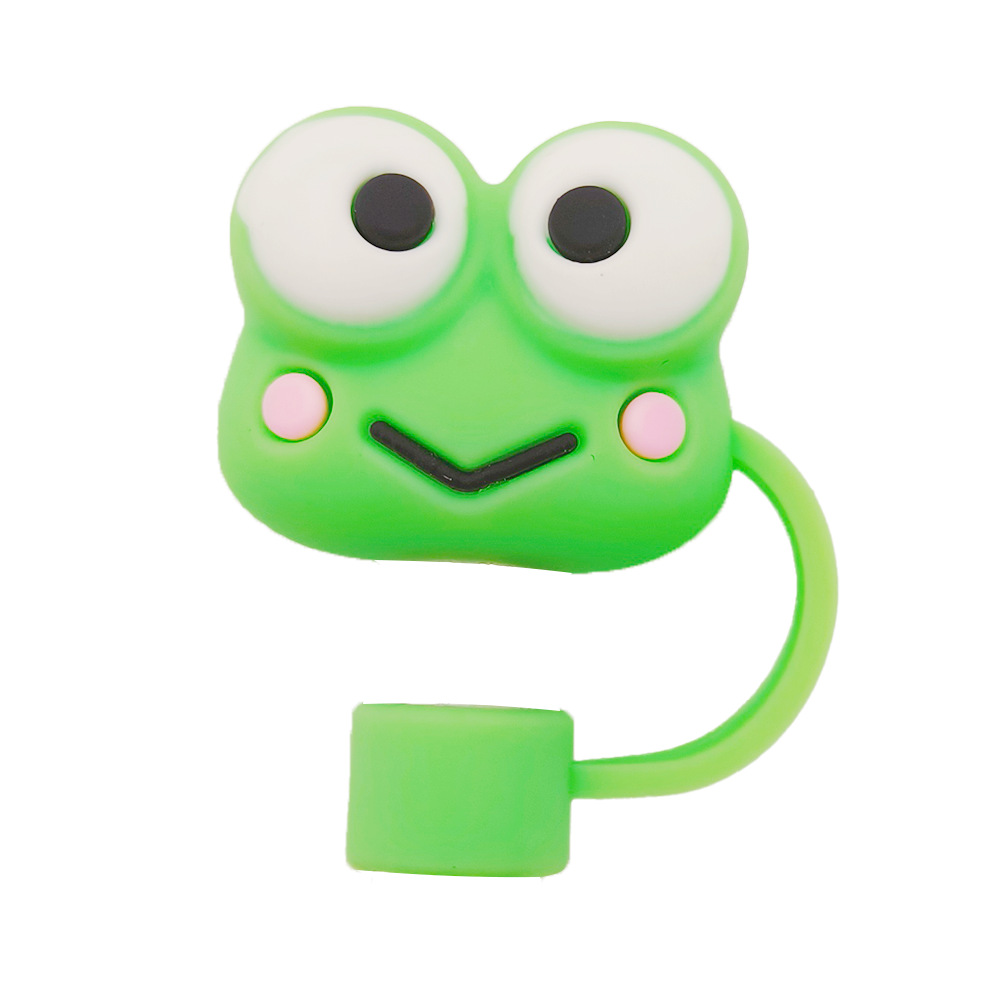 Cute Sanrio gran ojo rana 3D estereoscópica gorra de paja de polvo tapón de paja adecuado para accesorios de paja de 10mm reciclable