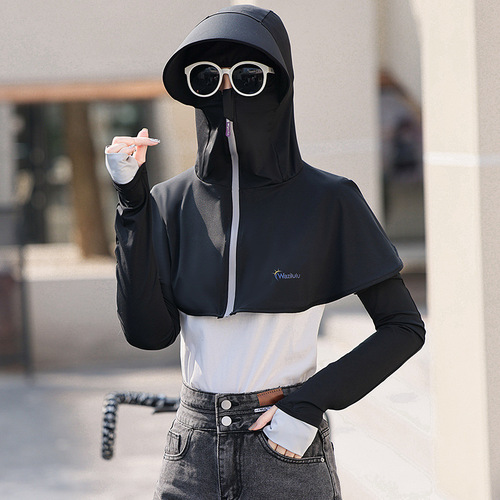 Prince Lulu Summer Sun Protection Cycling UV Blocking Face Mask Neck Cover Full Face One-Piece Comprehensive Protection Hat for Women