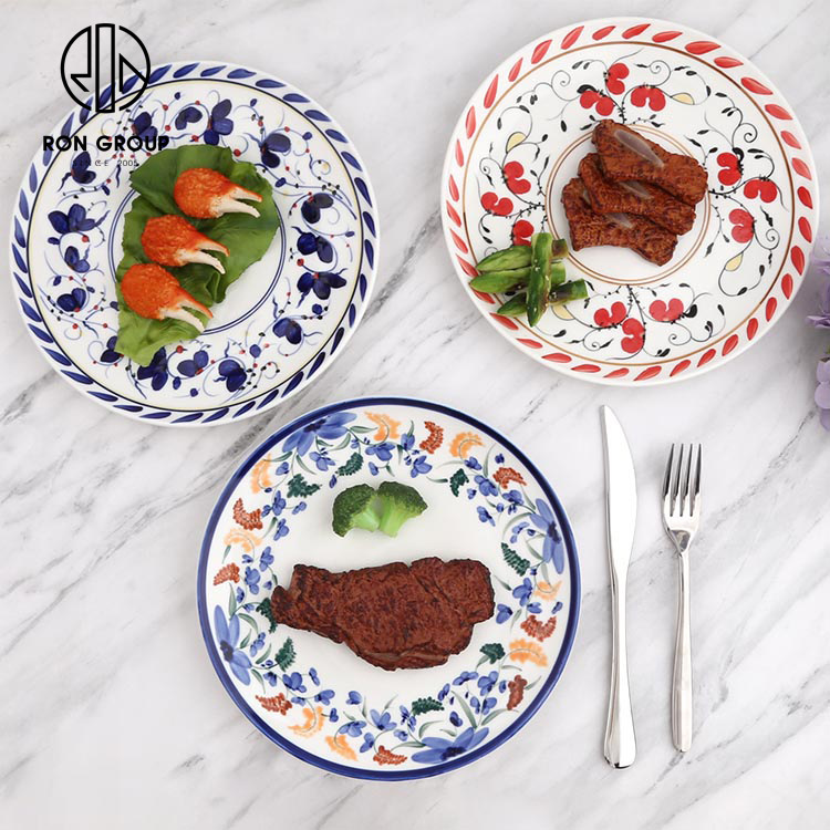 Italian tableware creative ceramic plate DIY painted underglaze pure hand painted shallow plate restaurant bowl dish foreign trade factory