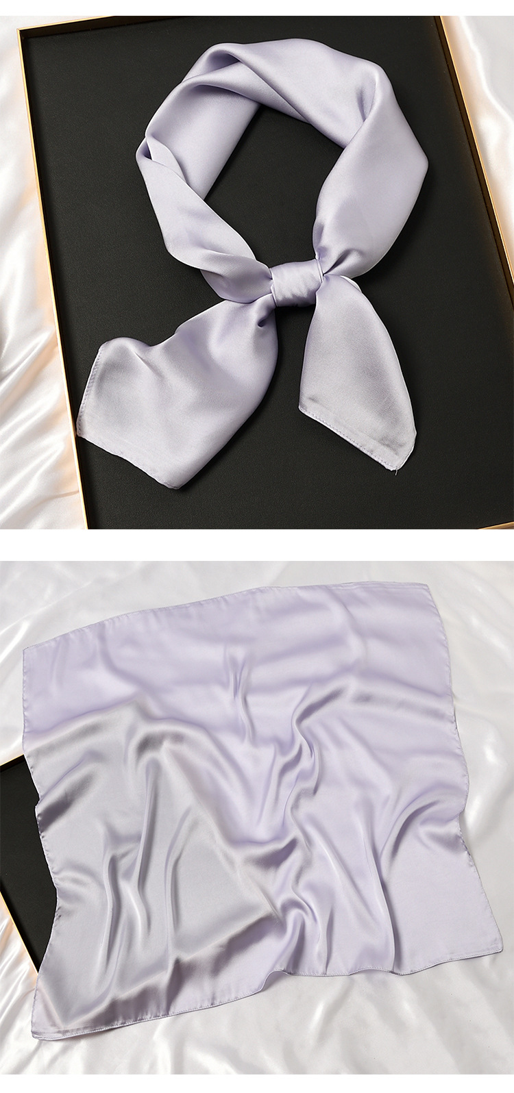 123g Weight Silk Scarf Classification Daily Occasion Satin Material Solid Color Pattern Summer, Spring, Autumn Season Women'S Gender Simple Style Style Women's Simple Style Solid Color Satin Silk Scarves 33