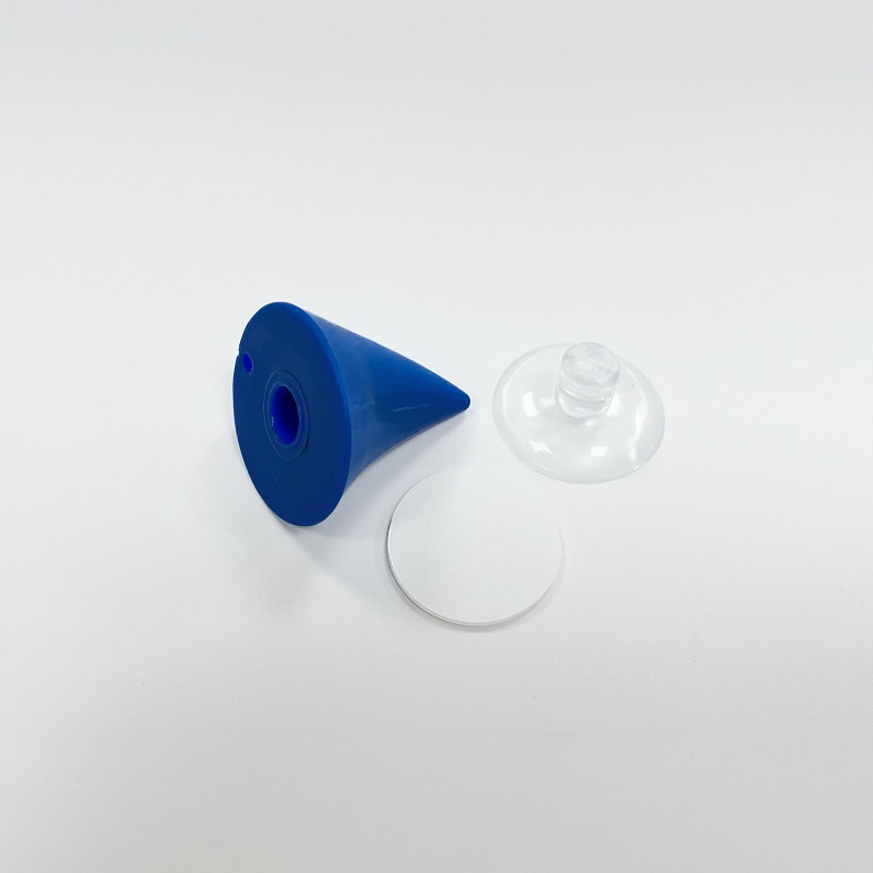 진한 파란색 흡입 컵 뿔