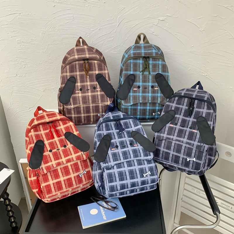 Mochila escolar de gran capacidad de dibujos animados lindos perros mochila de niños y niñas mochila de celosía casual mochila de niños ligera